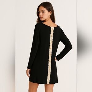 Anthropologie 12pm by Mon Ami black boho cottagecore mini dress stretch large